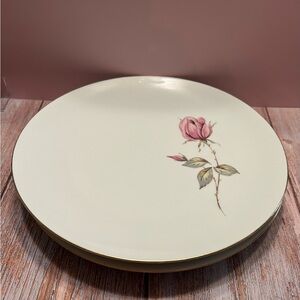 Haviland Dinner Plate Set of 2 with Pink Rose and Gold Trim